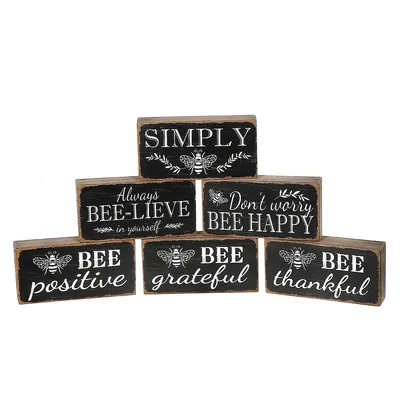 Wood Blocks (inspirational Bee Sayings) (asstd) - Set Of 6