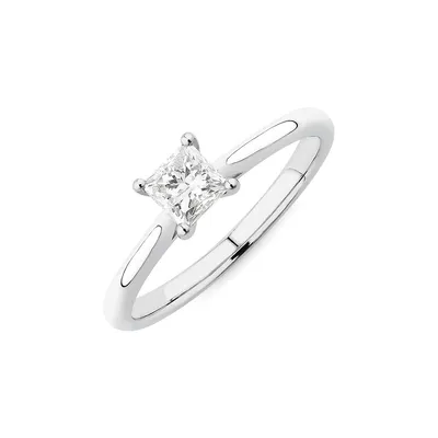 Evermore Certified Solitaire Engagement Ring With A 0.50 Carat Tw Princess Cut Diamond In 14kt White Gold