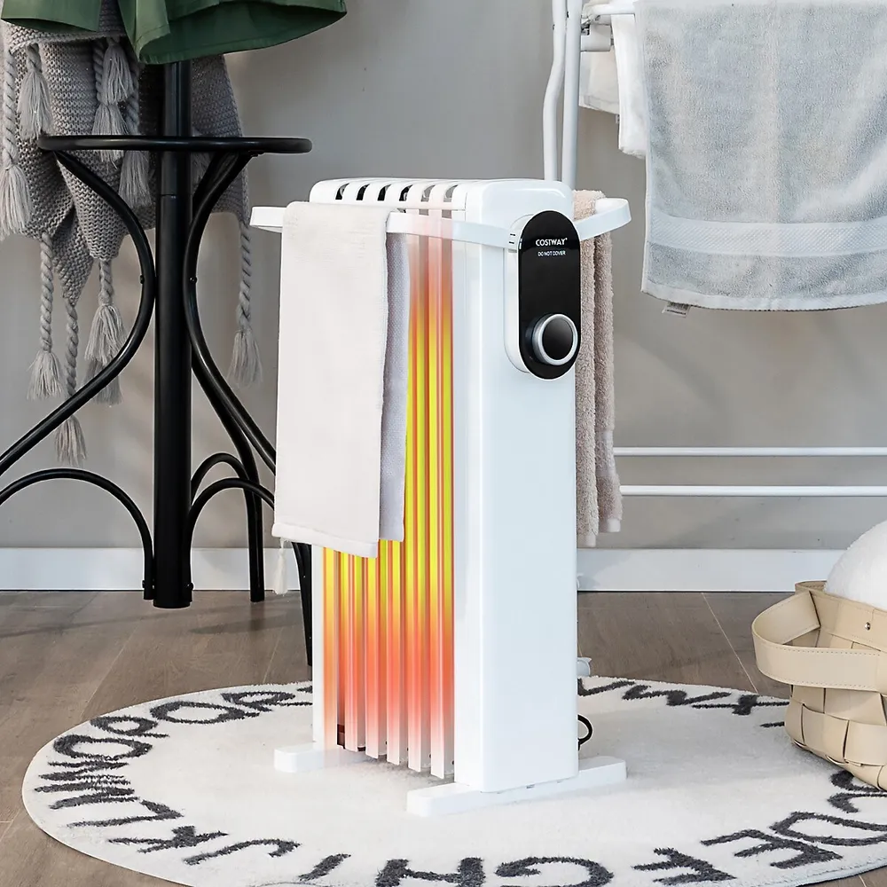 Costway 1500w Electric Space Heater Oil Filled Radiator W/ Foldable Rack  Whiteblack | Galeries de la Capitale