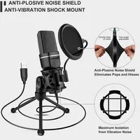 Usb Streaming Podcast Pc Microphone Studio Recording Cardioid Condenser Mic Kit For PC Laptop