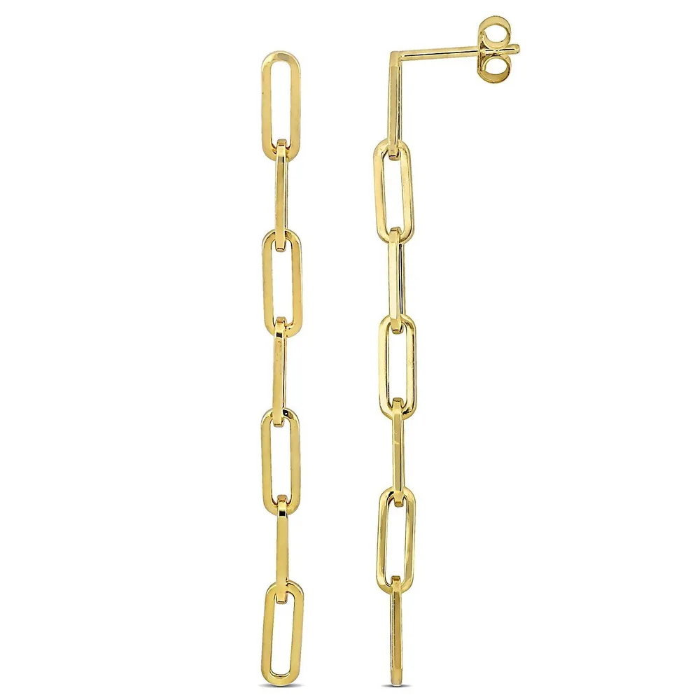 Paperclip Link Drop Earrings In 14k Yellow Gold