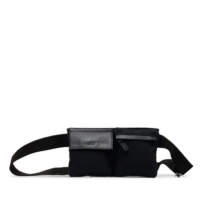 Pre-loved Gg Canvas Double Pocket Belt Bag