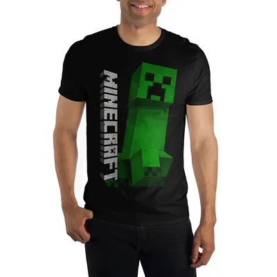 Minecraft Logo Creeper Black Mens T-shirt