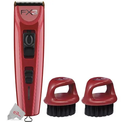 Fx3 Professional High Torque Cordless Clipper + 2x Fade Soft Knuckle Neck Brush Red