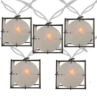 10 Pearlized White And Black Lantern Party Patio Christmas Lights - 7.5 Ft White Wire
