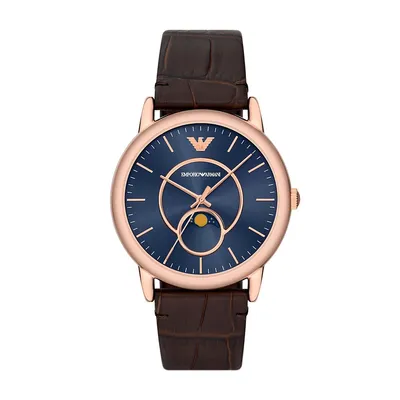 Men's Three-hand Moonphase, Rose Gold-tone Stainless Steel Watch