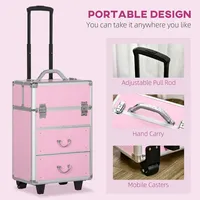 Rolling Makeup Train Case With Folding Trays