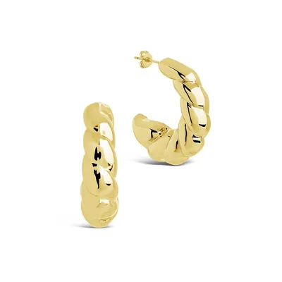 Statement Croissant Hoops Earring Sterling Forever Gold