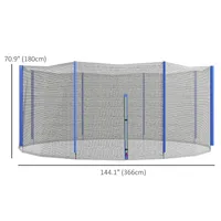 Trampoline Net For 12ft Rond Trampoline With 8 Poles, Blue