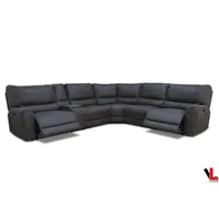 Atlas Corner Sectional Sofa With Console And Power Recliners In Kori Piompo Fabric