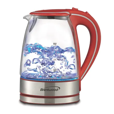 Brentwood 1.7l Cordless Glass Electric Kettle - Red