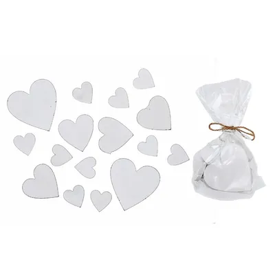 16pc Assorted Size Wood Ornaments Heart White - Set Of 2