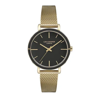 Ladies Lc07247.150 3 Hand Yellow Gold Watch With A Yellow Gold Mesh Band And A Black Dial