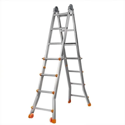 11.5ft Aluminum Folding Scaffold Ladder With A Framed Construction, Max Weight 330lbs