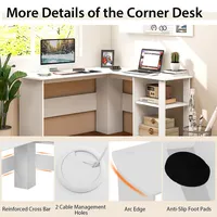 L-shaped Corner Computer Desk Home Office Writing Workstation With Storage Shelves