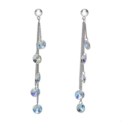 Aurora Borealis Chain Drop Heritage Precision Cut Crystal Earrings