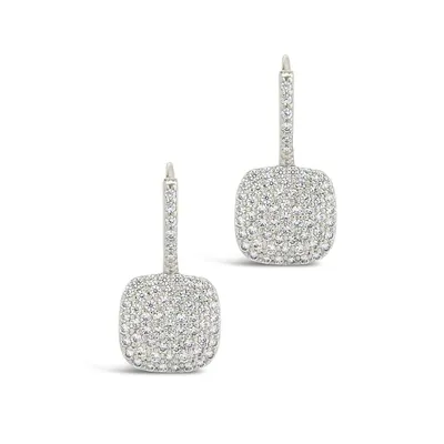 Cz Tag Micro Hoops Earring Sterling Forever