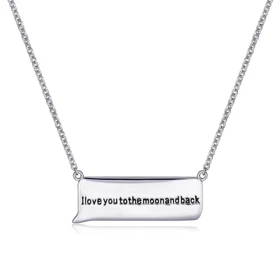 Sterling Silver 16" Love You To The Moon And Back Plaque Necklace