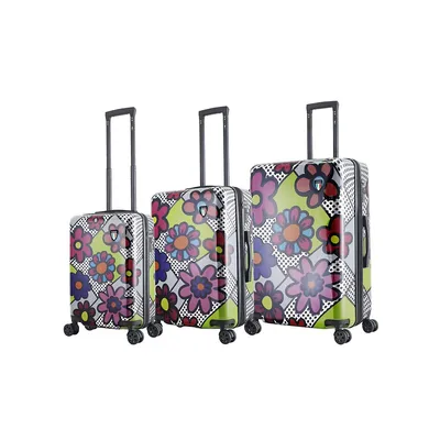 Pop Art Flower Dots 3 Pc Sets (20", 24", 28") Luggage Suitcases