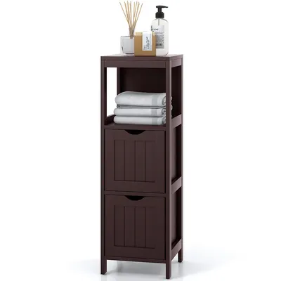 Bathroom Floor Cabinet Side Wooden Storage Organizer With Removable Drawers Brown/black/grey/white