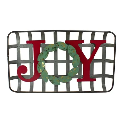 24" Red And Green "joy" Rustic Tobacco Basket Christmas Wall Decor