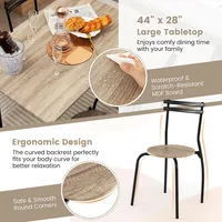 5pcs Dining Table Set 4 Chairs Wood & Metal Frame Space-saving Kitchen Furniture