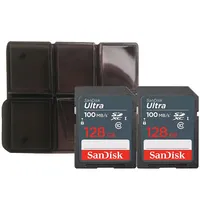2x 128 Gb Sdxc Uhs I Memory Card 100 Mbs With Memory Card Holder