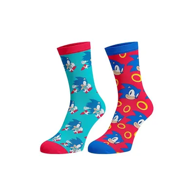 Sega Sonic The Hedgehog Gold Ring 2 Pack Crew Socks