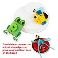 Wooden Basic Skills Board - 5pcs - Learn To Lace, Tie, Snap And Button, Ages 3+