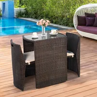 Costway 3 Pcs Cushioned Outdoor Wicker Patio Set Garden Lawn Sofa Furniture Seat No Assembly