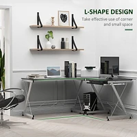 L-shaped Desk With Keyboard Tray And Cpu Stand