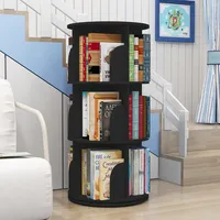 3 Tier 360° Rotating Stackable Shelves Bookshelf Organizer - Black