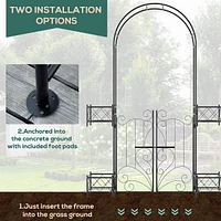 Metal Garden Arch With Gate And 4 Planter Boxes