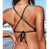 Women's Bikini Top Swimsuit Crisscross Tied Back Bathing Suit