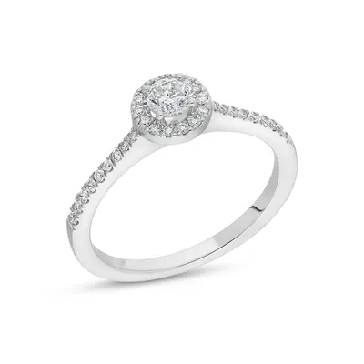 Canadian Dreams 14k White Gold 0.40 Ctw Canadian Diamond Round Halo Ring