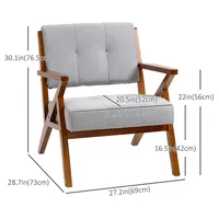 Accent Chairs Tufted Living Room Chair With Wood Legs Grey