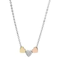 Women's Heart Tri-tone Steel Necklace