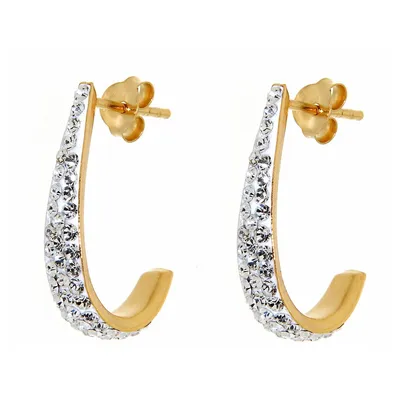 Sterling Silver J Crystal Goldplated Stud Earrings