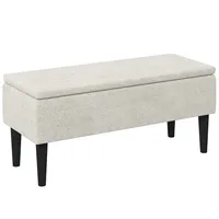 Ottoman With Storage And Wooden Legs, 47l Storage Ottoman