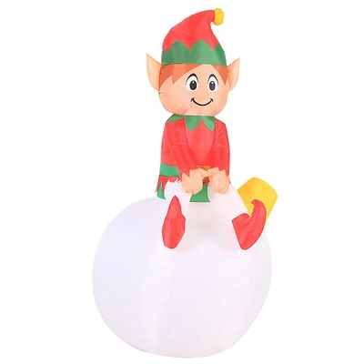 5 Foot Inflatable Elf On Ornament With Led Lights