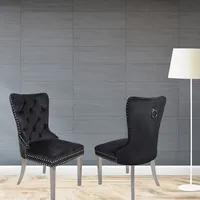 Modern Trends Velvet Munich Dining Chair (set Of 2) With Chrome Legs
