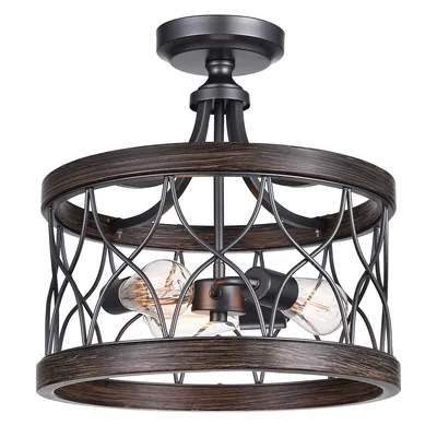 Amazon 3 Light Cage Semi Flush Mount With Gun Metal Finish