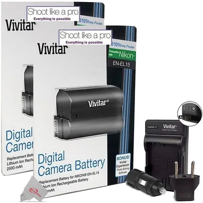 2x Vivitar Nikon En-el15 Replacement Battery + Charger For Nikon D7500 D750 D780