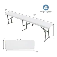 6 Ft Portable Folding Bench Outdoor Picnic Bench 550 Lbs Limited For Dining