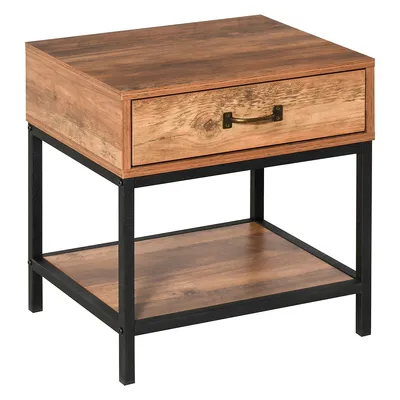 Bedside Table Nightstand With Drawer & Shelf For Bedroom