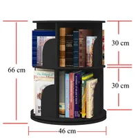 2 Tier 360° Rotating Stackable Shelves Bookshelf Organizer (black)