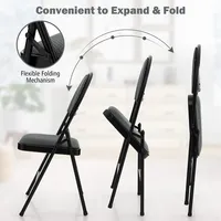 2/4 Pack Folding Chairs Portable Padded Office Kitchen Dining Grey