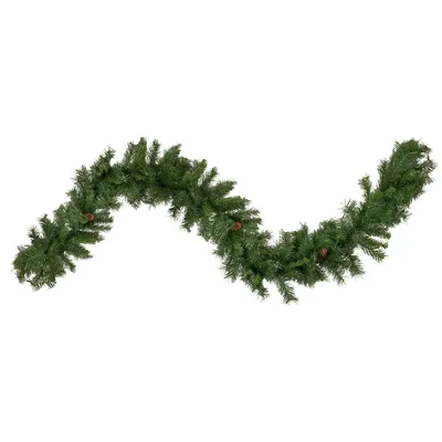 9' X 14" Black River Pine With Pine Cones Artificial Christmas Garland, Unlit
