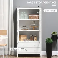 Kitchen Pantry Storage Cabinet W/ 3-tier Shelves, 2 Drawers