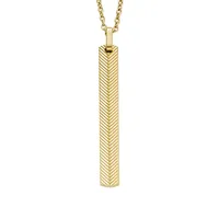 Men's Harlow Linear Texture Gold-tone Stainless Steel Chain Necklace